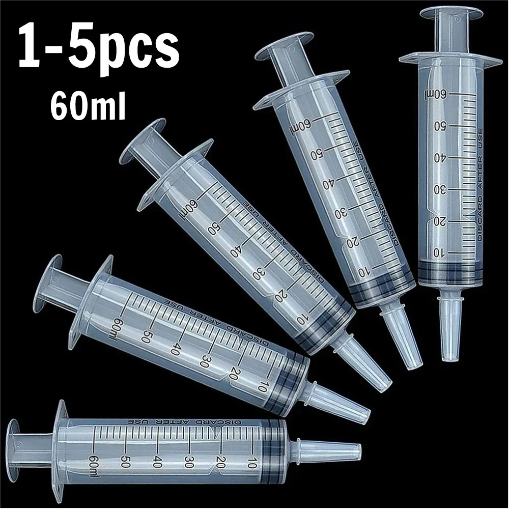 60/100ml Measuring Syringe Reusable Plastic Nutrient Filling Syringe Without Needle Syringe Glue Pet Feeding Needle Kitchen Tool