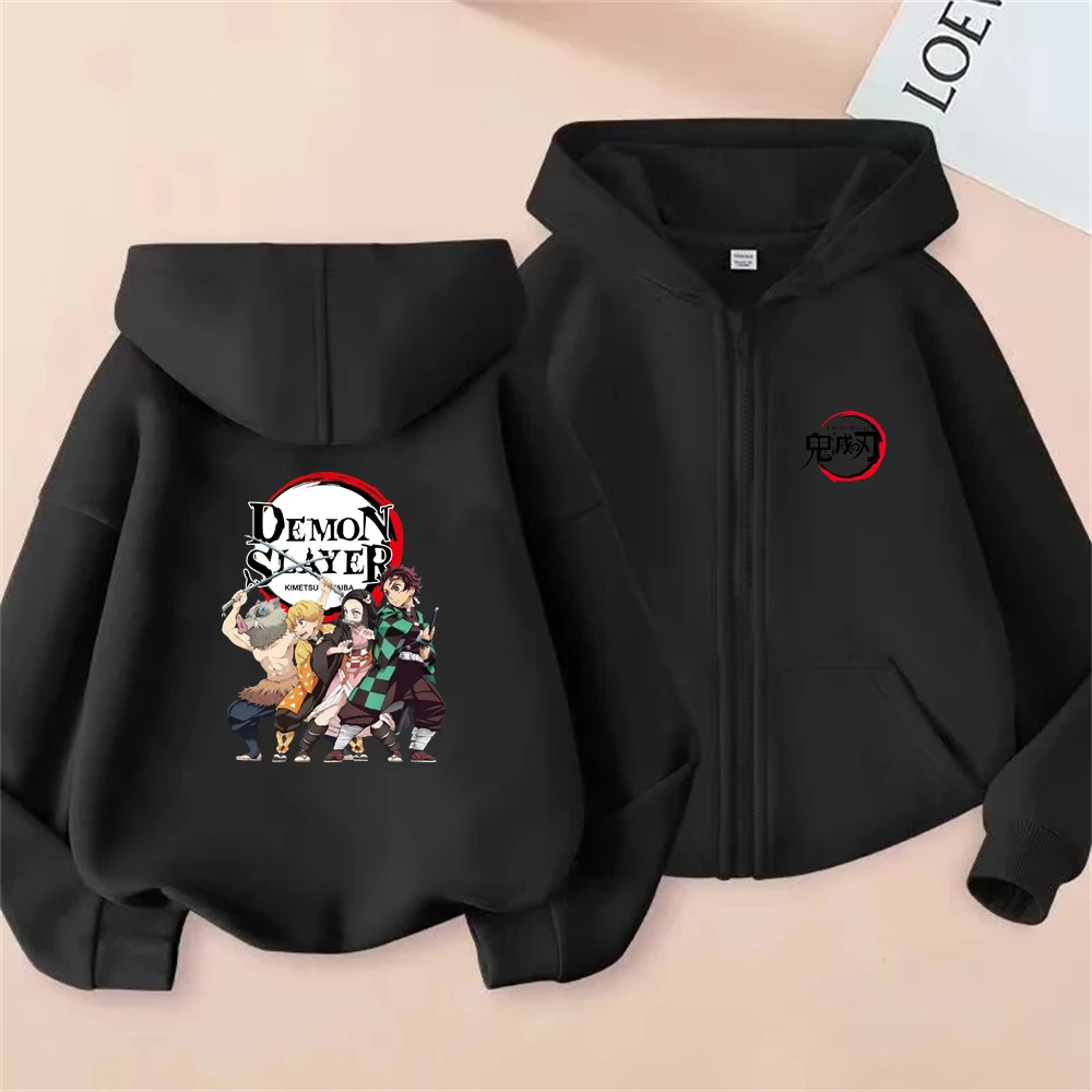 

Demon Slayer boy Girls Hoodie coat Children's Zipper style tops Suitable age 3-12 Kids Sweatshirt fashion Anime Cosplay Clothing
