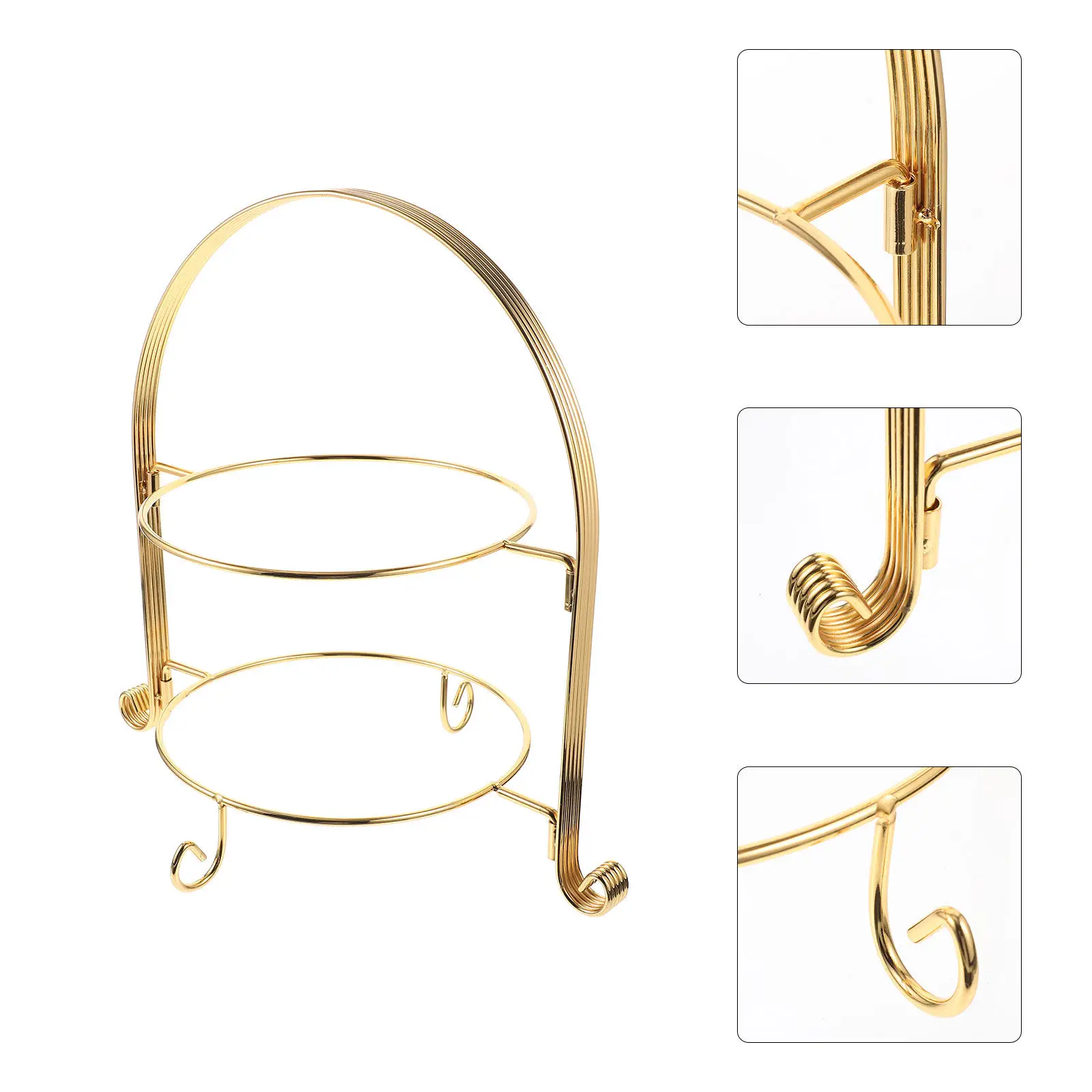 

Golden Metal Cake Stand Two Tier Detachable Design for Cupcakes Cakes Muffins Display Ideal Birthday Party Tea Event Decoration