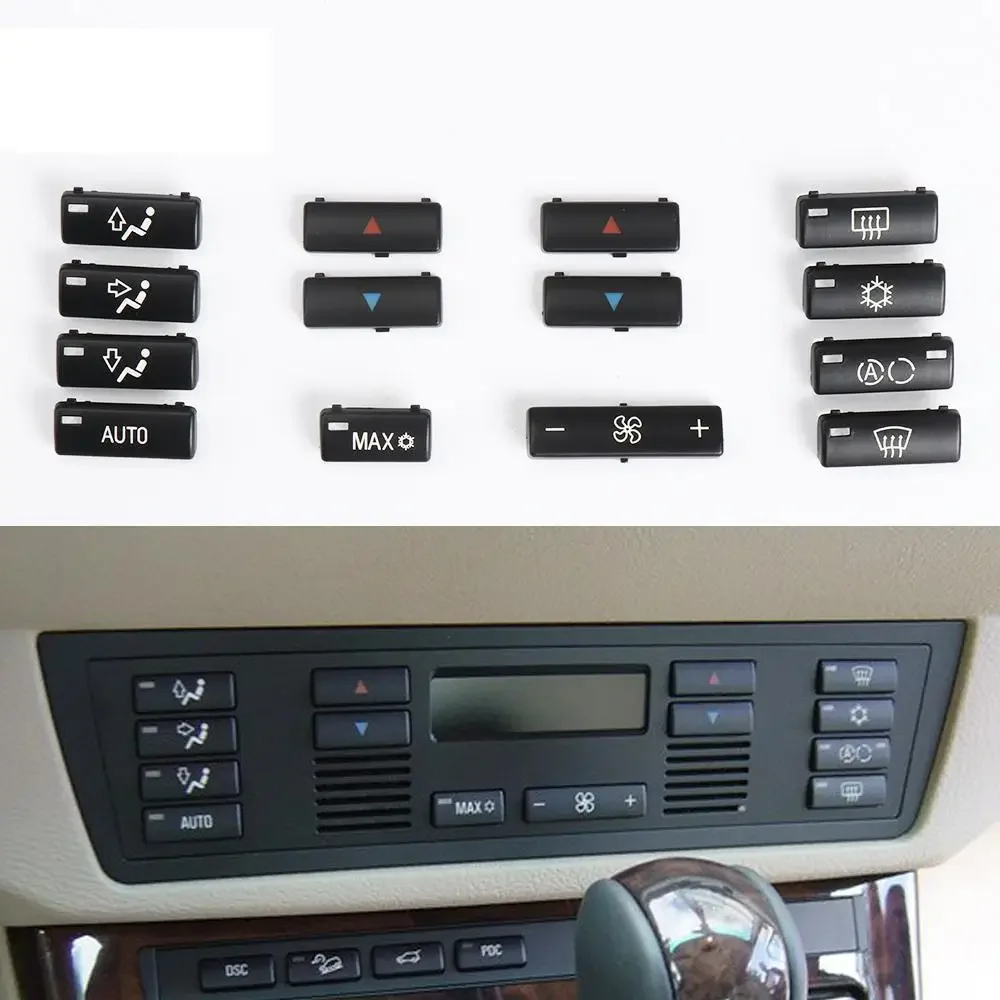 For BMW E39 E53 Car Center Console Climate A/C Control Panel Switch Buttons Cover Caps Key Replacement For BMW 5 Series X5