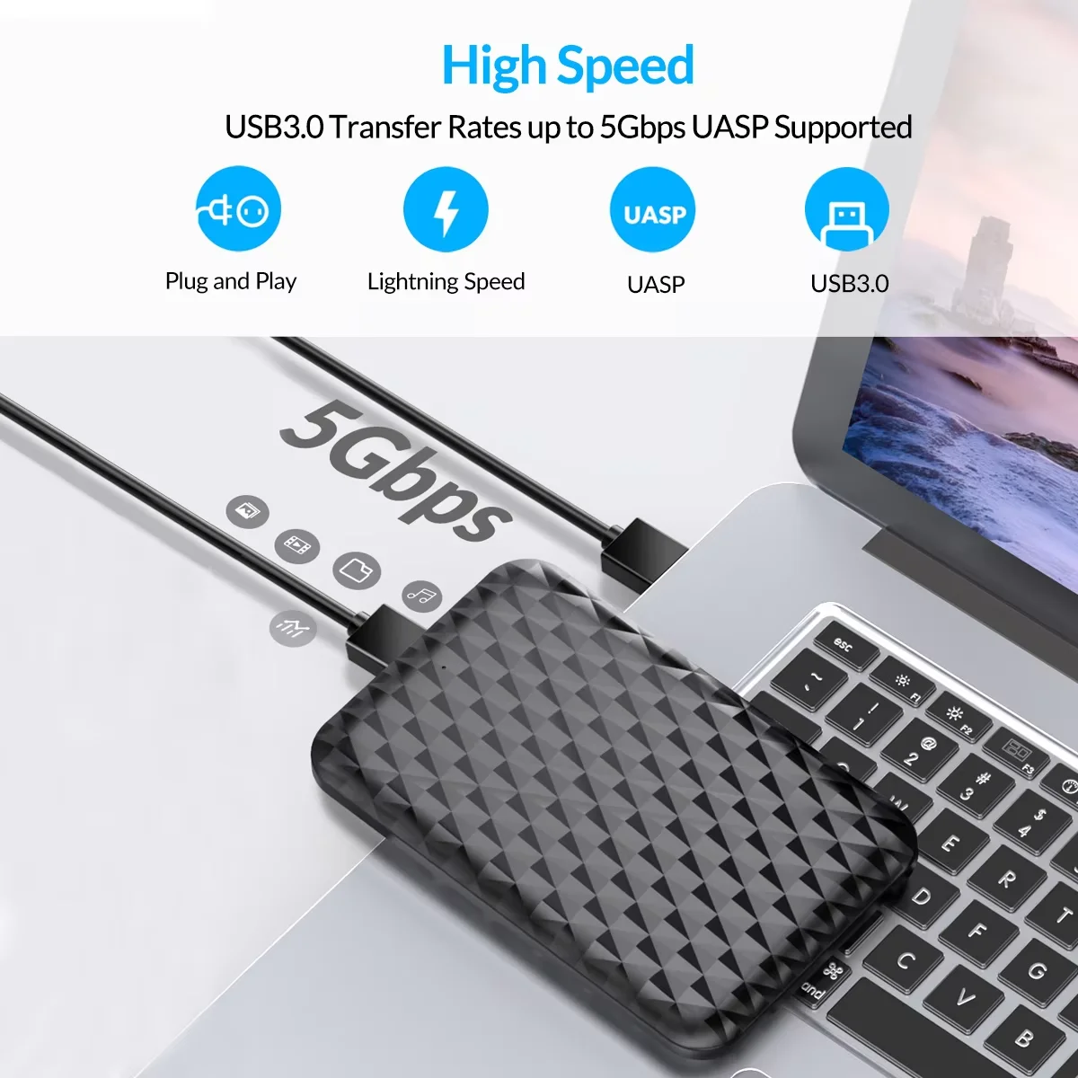 ORICO External HDD Case 2.5' HDD Case USB 3.0 to SATA 5Gbps Hard Drive Case for 7-9.5mm 2.5 Inch SATA HD Externo for PC UASP