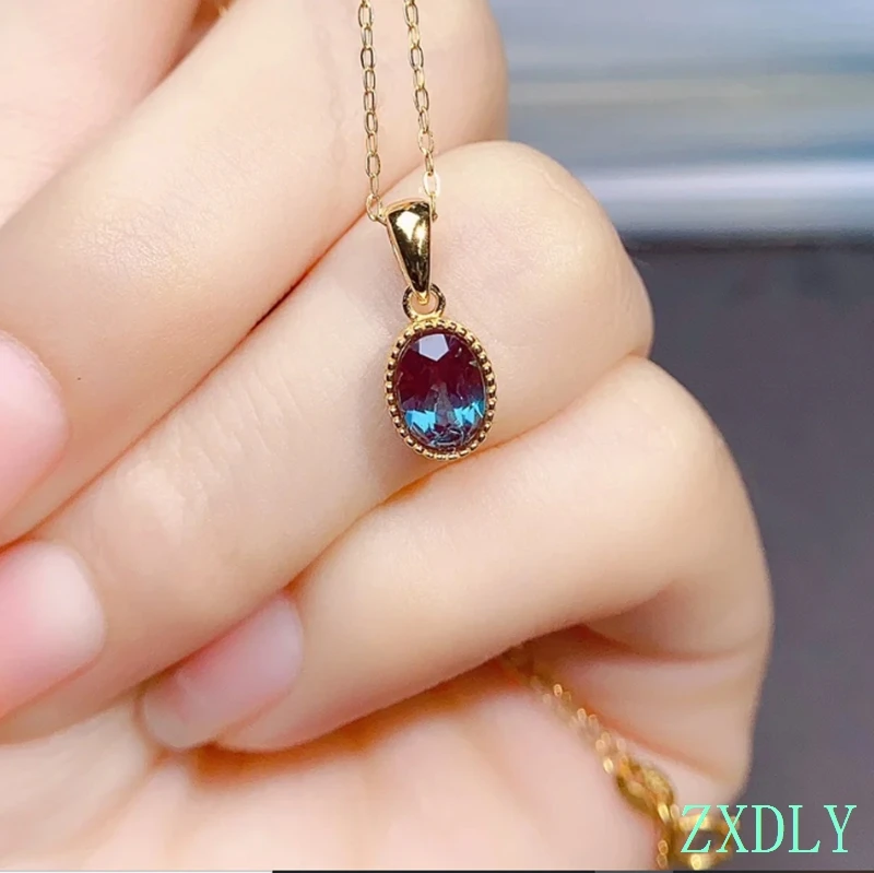 2024 New Alexandrite Necklace Dainty Necklace for Women Natural Birthstone Different Shine Alexandrite Solitaire Pendant