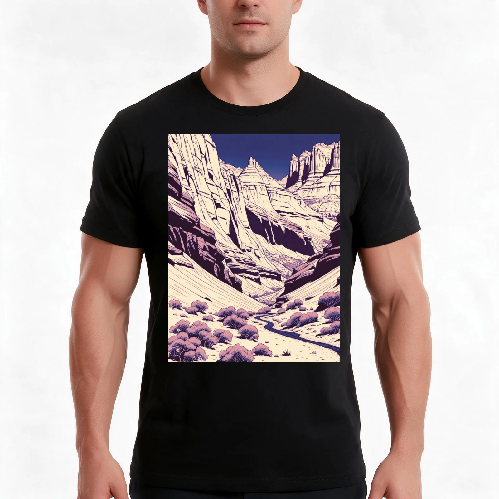 Capitol Reef Landscape in Rose Tones T-Shirt Summer Casual Cotton Tee Oversized Streetwear Tops Vintage Graphic Print