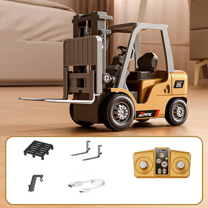 Mini Alloy Forklift Electric Engineering Model with Sound / 3-speed Variable Speed Outdoor Portable EDC Creative Gift Toy