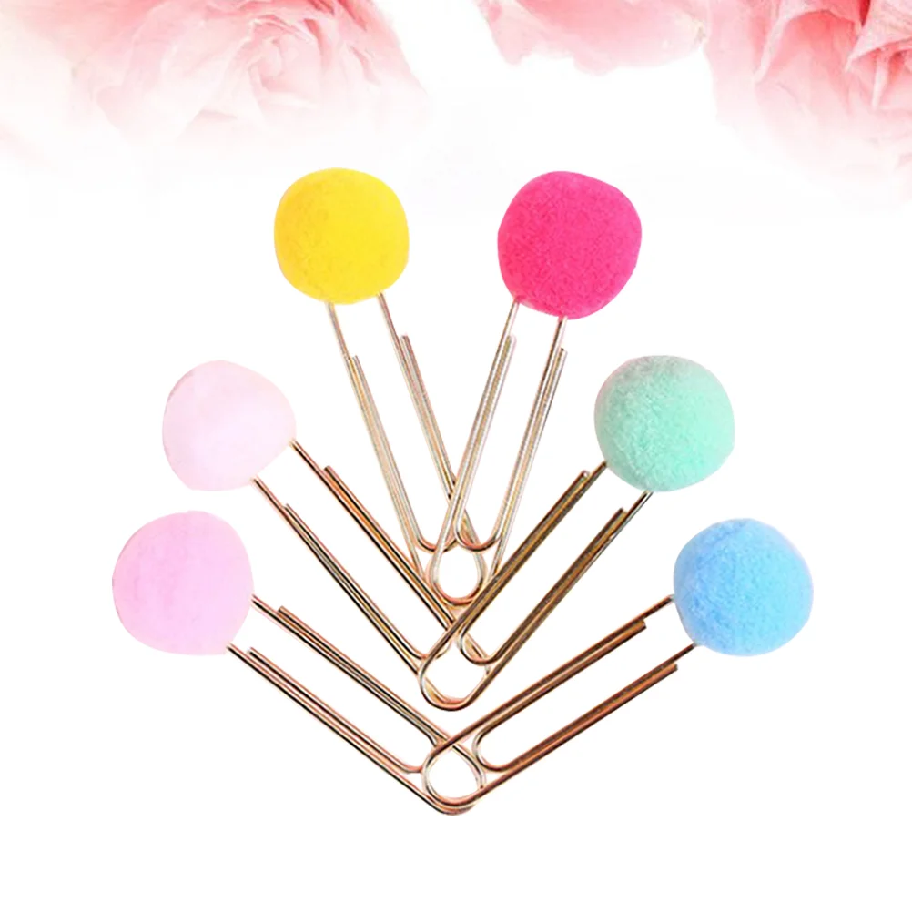 30pcs Paper Clips Kawaii Plush Ball Bookmark Clip Memo Clip Paper Clip Bookmark Novelty Gift (Mixed Color)