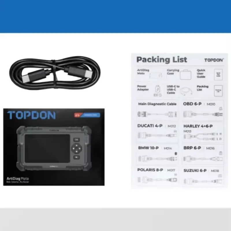 TOPDON ArtiDiag Moto Supports 15 Motorcycle Brands Comprehensive Maintenance Functions Motor Full System Diagnostic Scanner