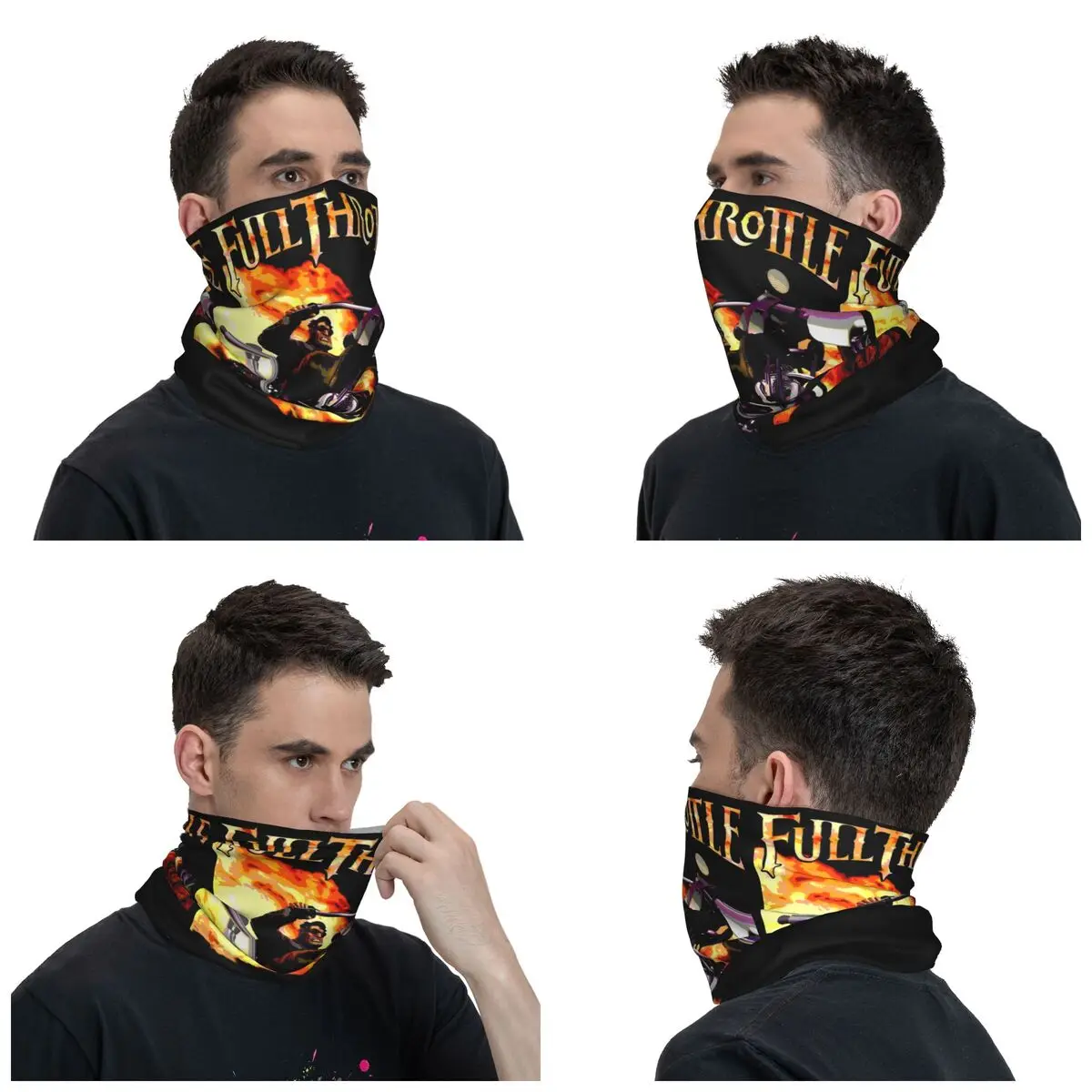 Full Throttle Bandana Neck Gaiter Printed Motorbike Mask Scarf Warm Headwear Fishing for Men Women Adult Washable