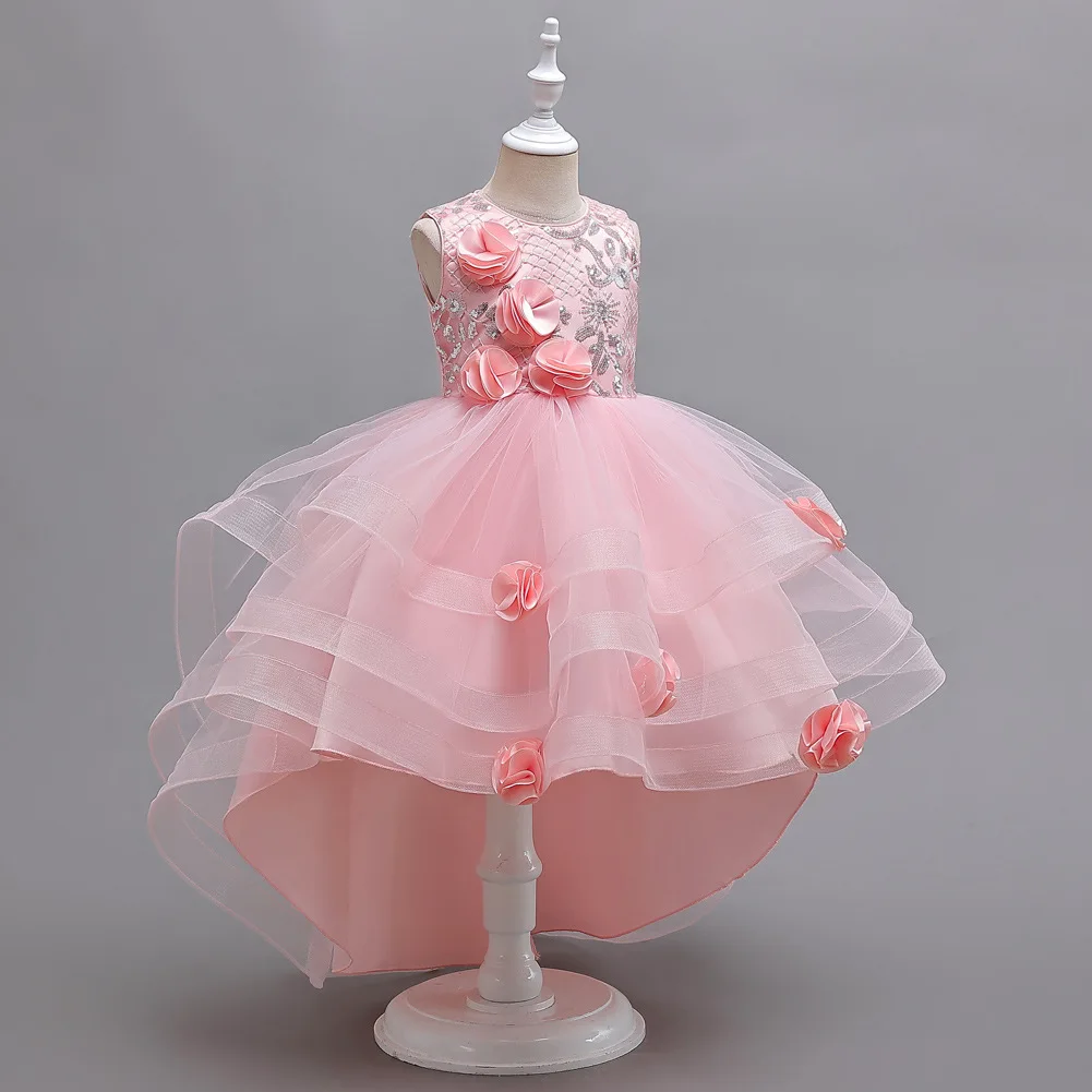 Flower Girl Princess Sleeveless 3D Tulle Tutu Skirt Party Dress