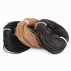 Meetee 5Meter 1.5/2/2.5/3/4/5mm Round Real Genuine Leather Cord Rope for Bracelet Necklace DIY Jewelry Cords Bags Craft Making