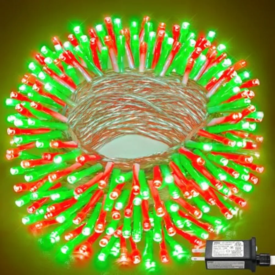 

66Feet 200 LED Outdoor String Lights, Plug in Connectable Christmas Lights Indoor Clear Wire, Waterproof 8 Modes String Lights