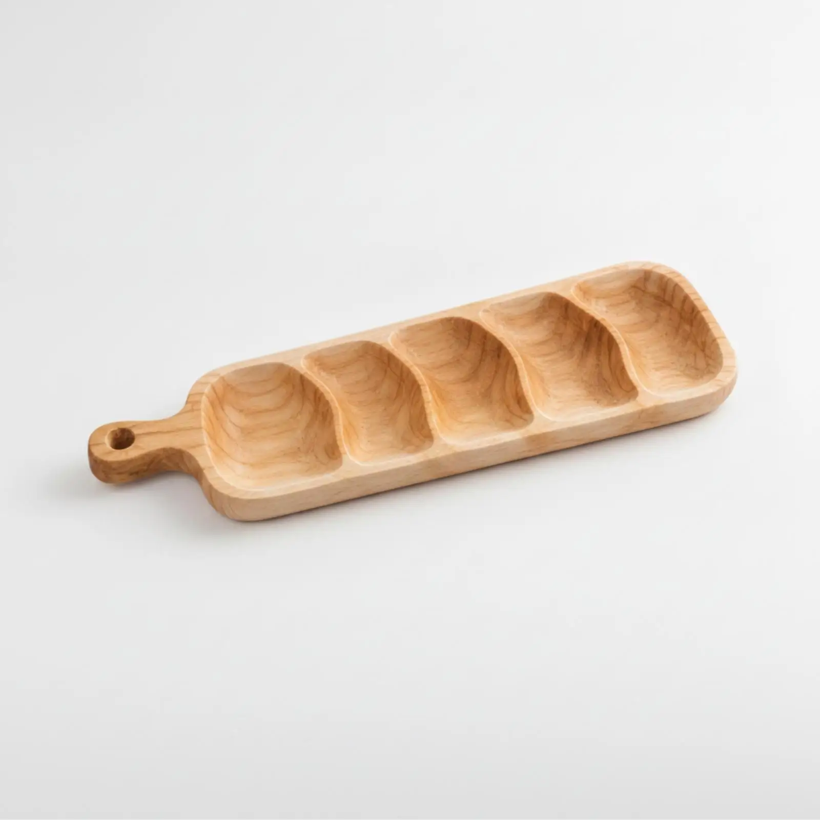 Wood Serving Tray with Compartments Wooden Divided Serving Tray Compartmentalized Natural for Hosts, Entertaining, Tea Time