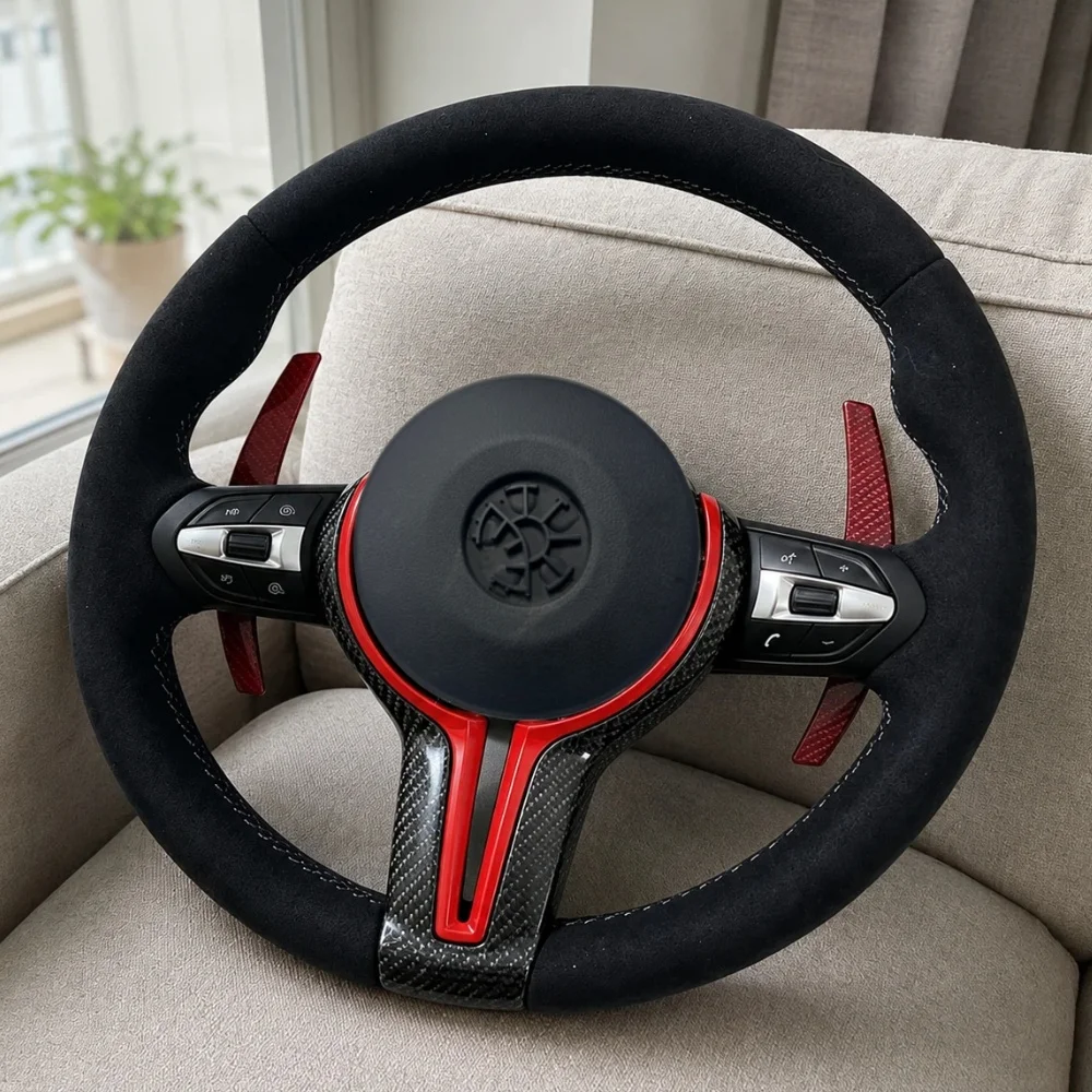Custom Suede Steering Wheel For BMW F80 M3 M4 F82 F85 F90 X5 F15 F10 F20 F22 F30 F31 M2 F87 M3 E70 E90 Factory Direct