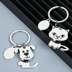 Shaking Head Dog Keychain Stainless Steel Animal Pendant Keyring For Pet Lovers Souvenir Gift Backpack Bag Ornaments Accessories