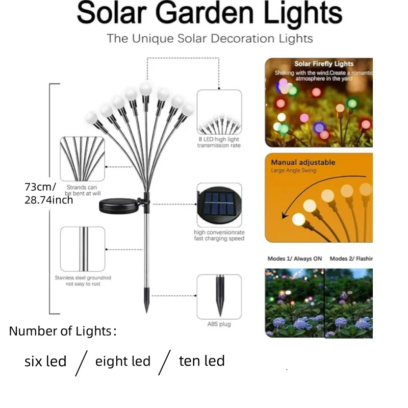Outdoor LED Solar Lights Waterproof Starburst Solar Firefly Lights Lawn Lamp Garden Lamp for Path Landscape Decorative image 3