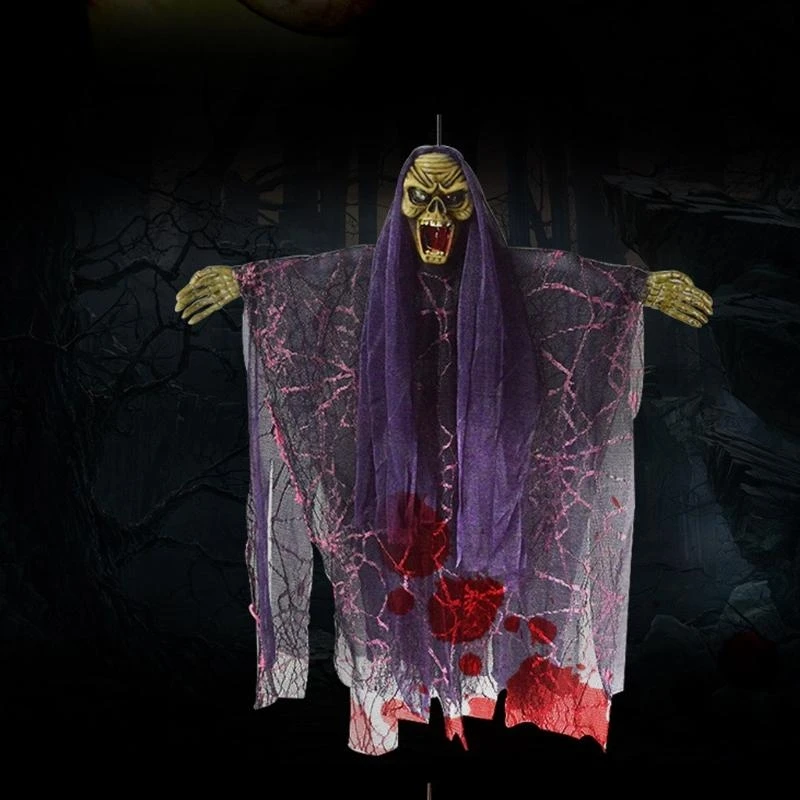 Q0KB Nổi Halloween Trang trí điều khiển giọng nói phát sáng phát ra Horror