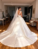 Customized One Shoulder Satin Wedding Dresses 2026 Gorgeous and Elegant Sleeveless Backless Bridal Gown Robe Adorned with Pearls 2