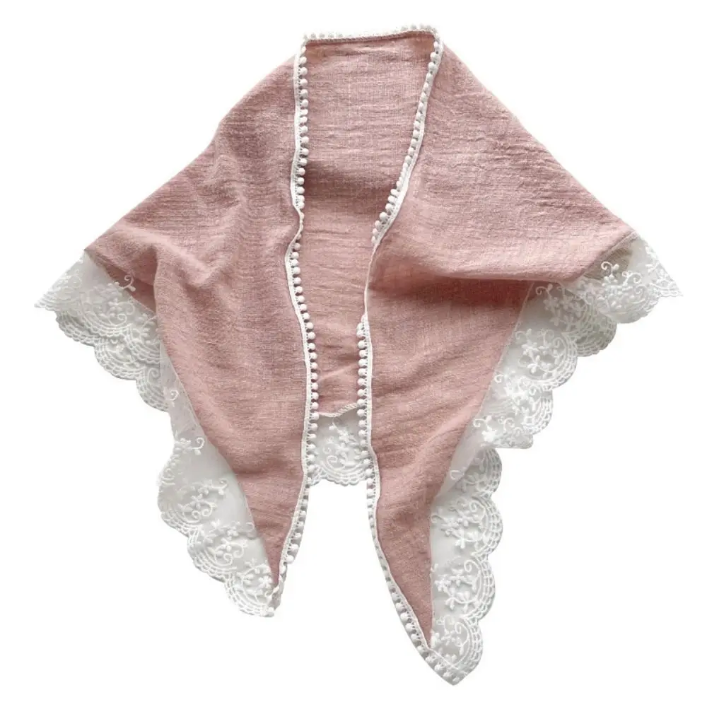 Cotton Linen Lace Hair Scarf Fashion Solid Soft Wrap Triangle Scarves Hair Band Headband Sweet Neckerchief Female