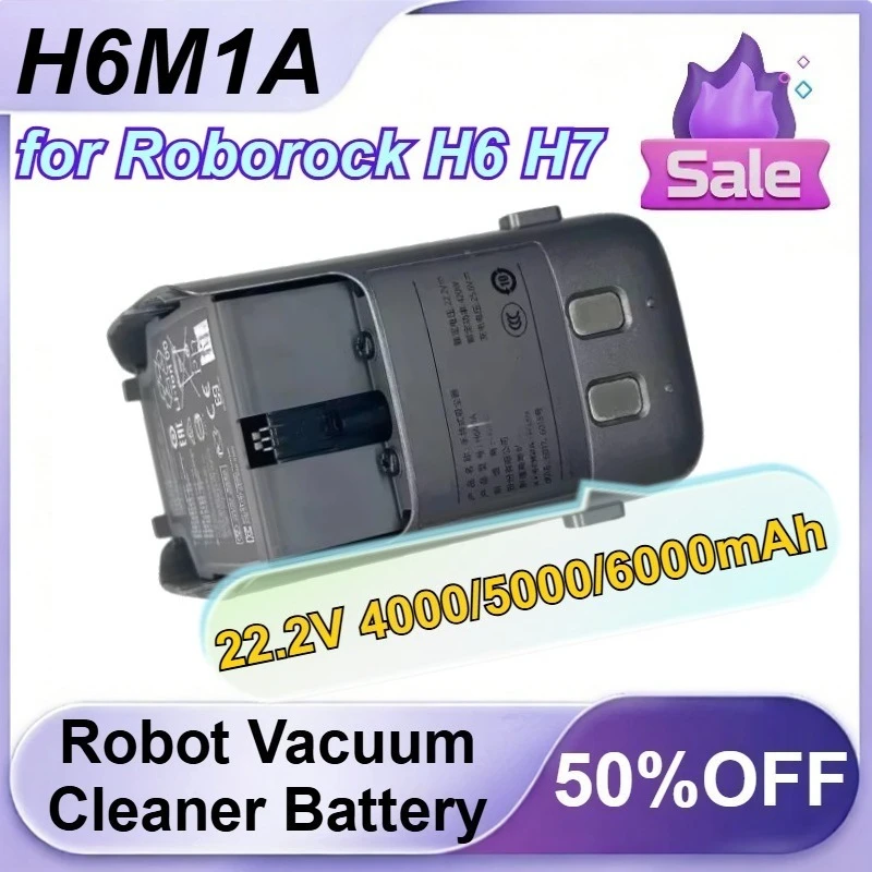 

H6M1A 22.2V 4000/5000/6000mAh H7M1A for Roborock H6 H7 Vacuum Cleaner Rechargeable Battery