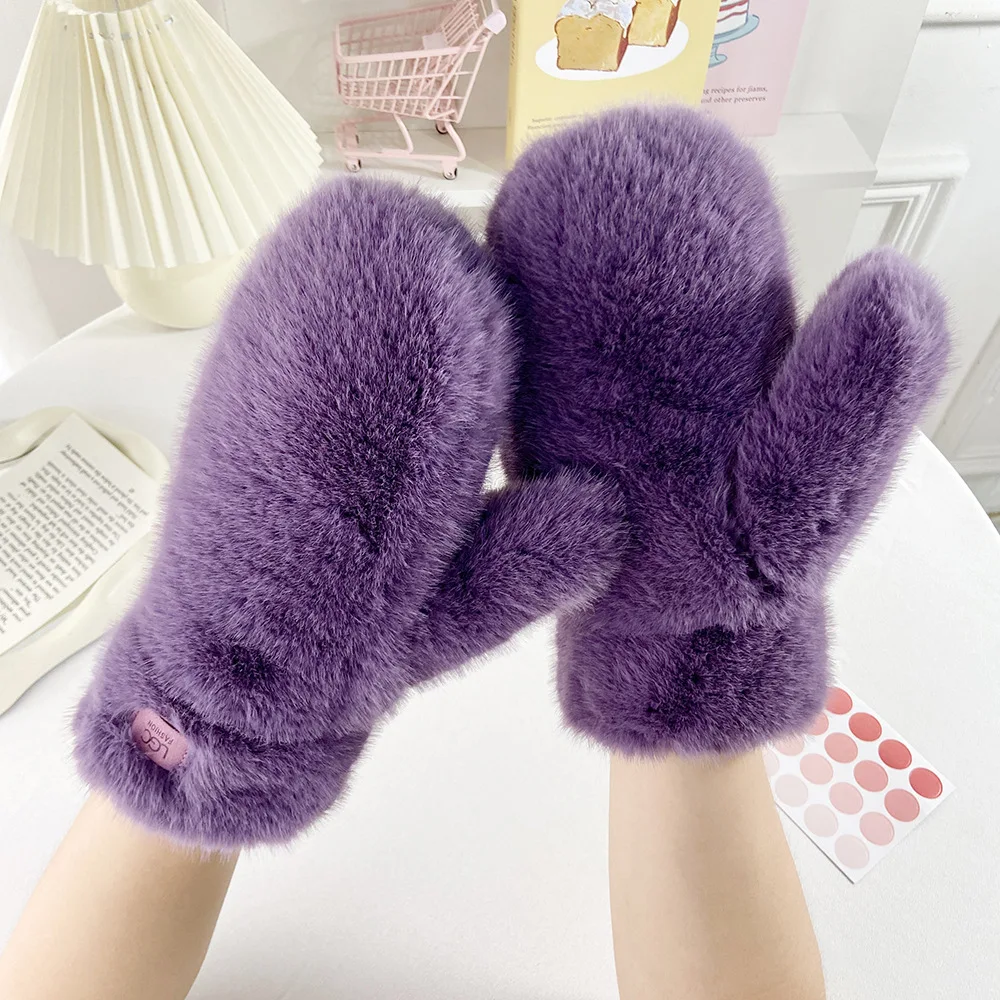 2026 Women's Plush Lined Winter Mittens | Windproof Thermal Solid Color | Cute Student Style