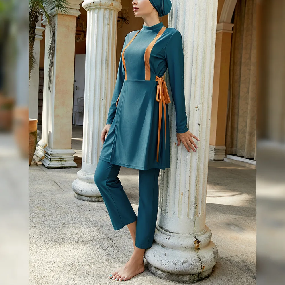 Modest Swimwear Burkini Muslim Woman Full Cover Sportswear Long Sleeve Top Pants Set Islam Hijab Swimsuit Bathing Suit Beachwear