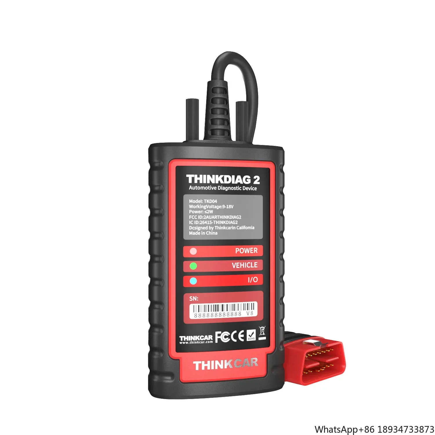 Thinkcar THINKDIAG 2 Полная система считывания кодов OBD2 с 16 функциями сброса для Android/IOS телефона и планшета диагностический инструмент