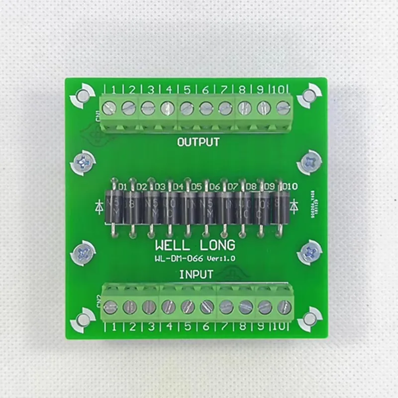 

Diode Protection Terminal Block IN5408 3A/1000V Diode Terminal Block.