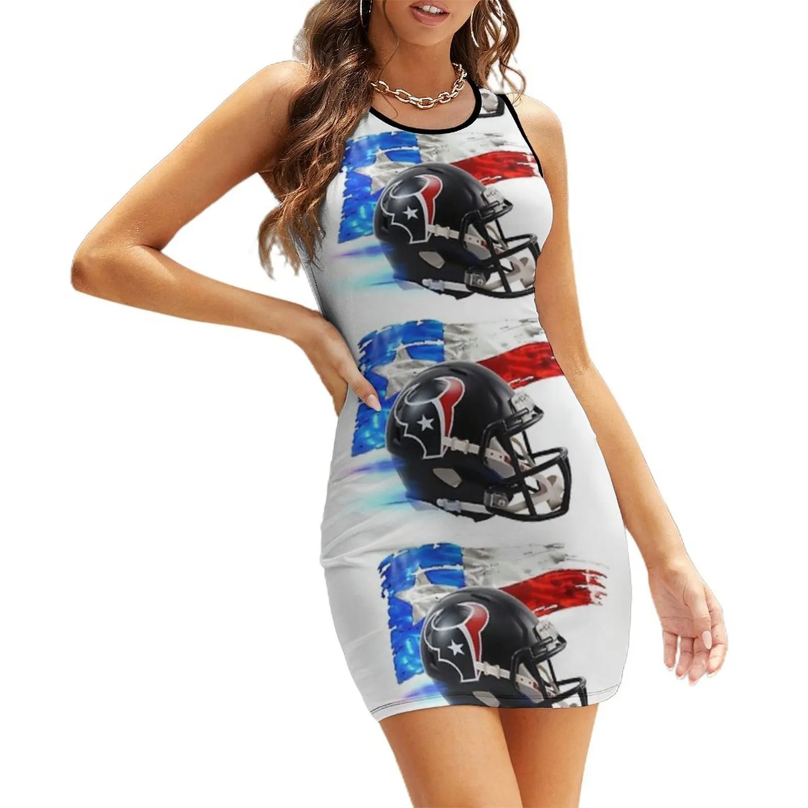 

Houston Texas Football Helmet Design Sleeveless Sundress Dress women birthday dress Female dress dresses summer