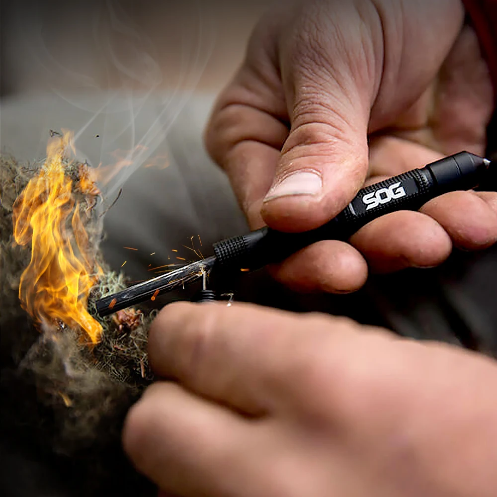 SOG Flint Survival & Defense Multitool W/ Fire Starter, Portable EDC Small Tools Camping Supplies For Hunting, Outdoor Emergency