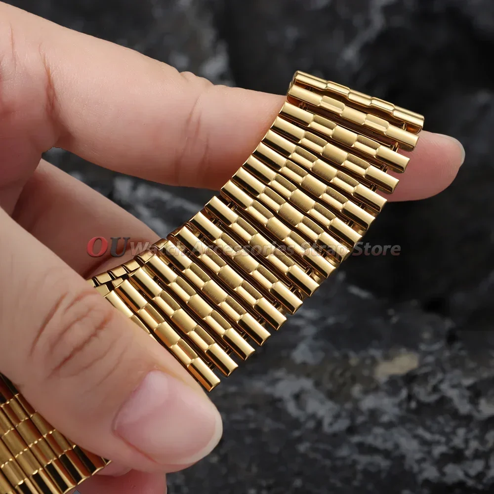 12mm 14mm 16mm 18mm 20mm 22mm Edelstahl Elastisches Uhrenarmband für Seiko Herren Damen Armband Silber Gold Metall Dehnbare Armbänder – Detail 6