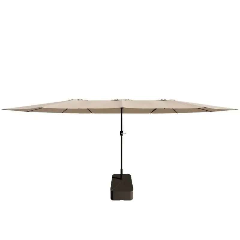 #Outdoor Patio Umbrella, 3-Head Solar LED Lighted Umbrella, UV Protection, Thick Canopy, for Garden Beach Use