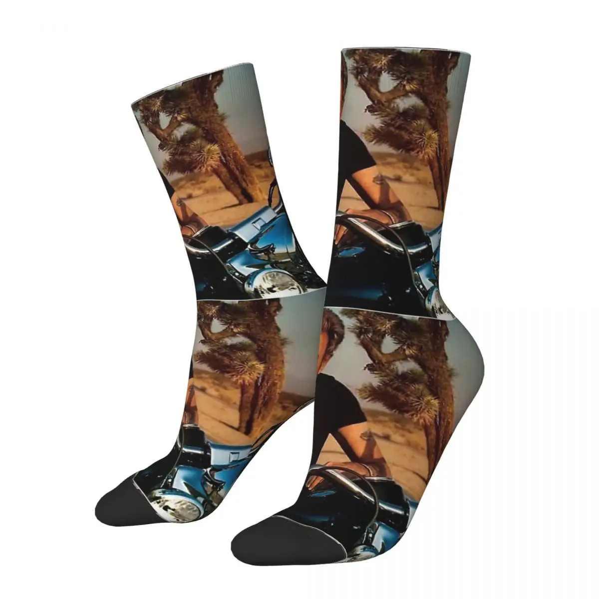 Calcetines de media pantorrilla con estampado 3D para niño y niña, calcetín de cantante francés de música Rock, Johnny Hallyday, On His Davidson