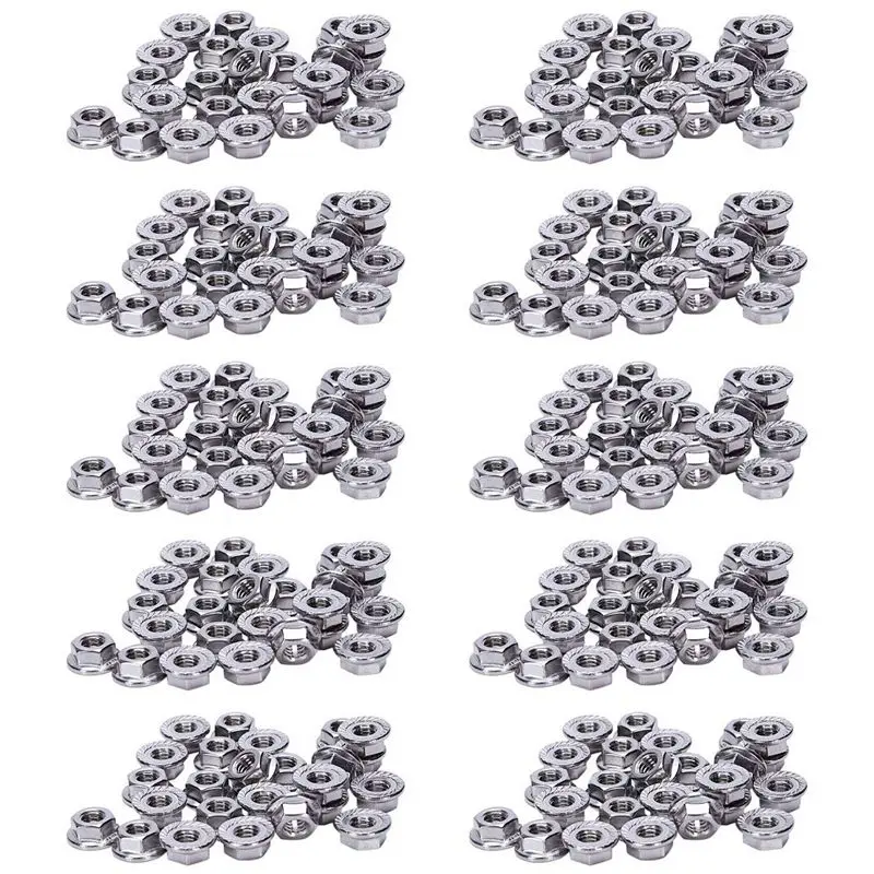 ABMS-250 Pcs 304 Stainless Steel Serrated Flange Metric Hex Lock Nuts M6