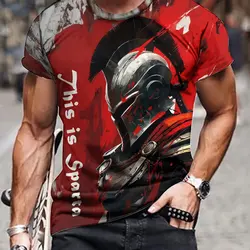 Men's fashionable 3D dragon print flower T-shirt, casual slightly elastic breathable top, suitable for outdoor summer