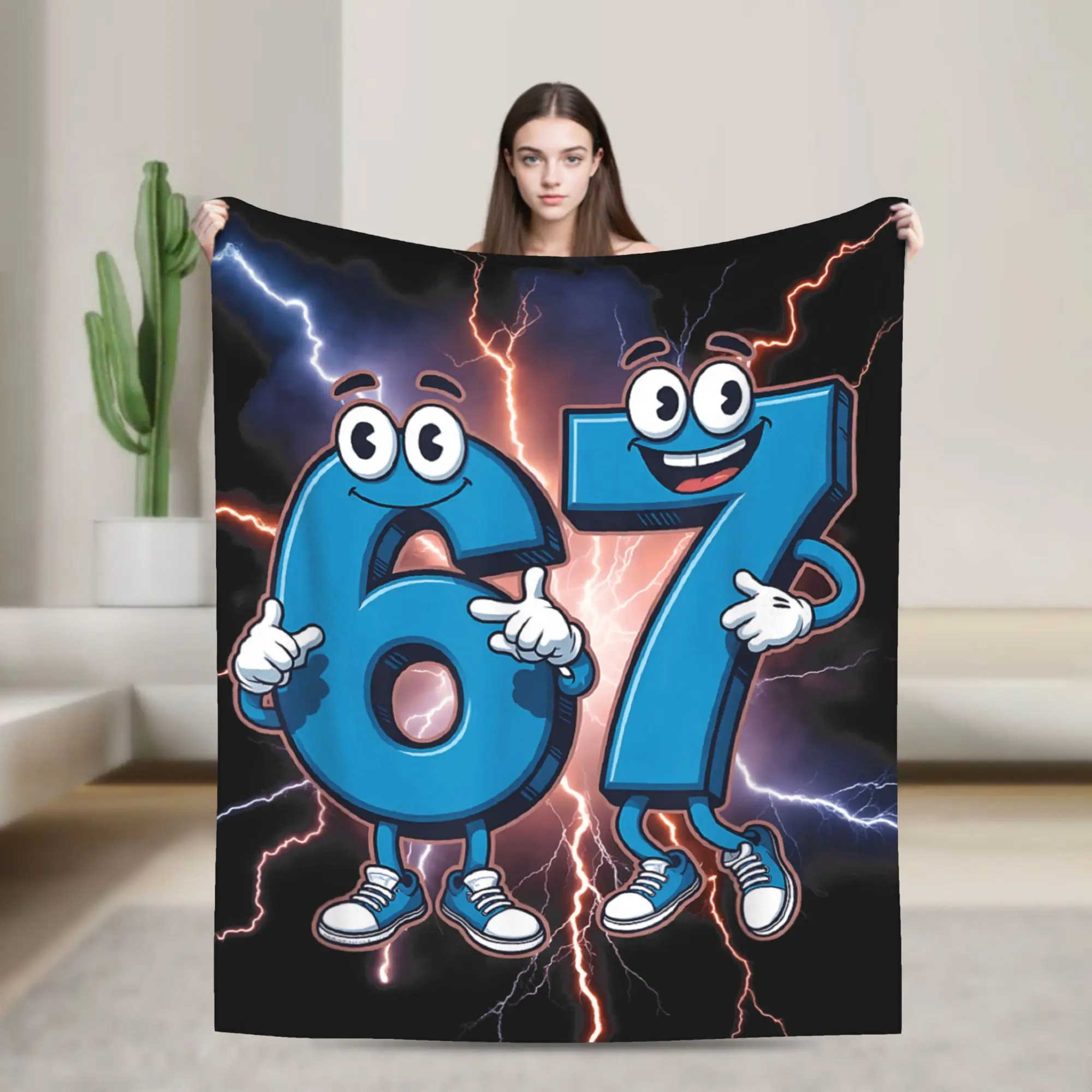 

67 Six Seven 6-7 Funny Italian Brainrot Printed Blanket For Men Women Warm Cozy Fluffy Throw Blankets for Couch Multiple Sizes
