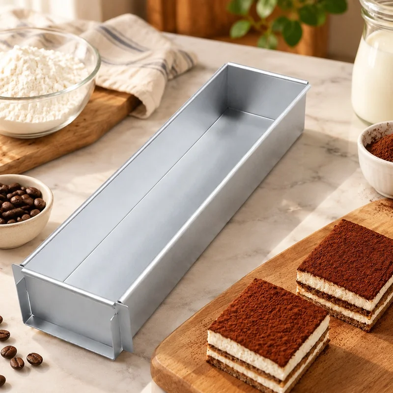 Home Baking Aluminum Tiramisu Mold with Detachable Non-Stick Surface and Cake Spade for DIY Muffins and Mousse