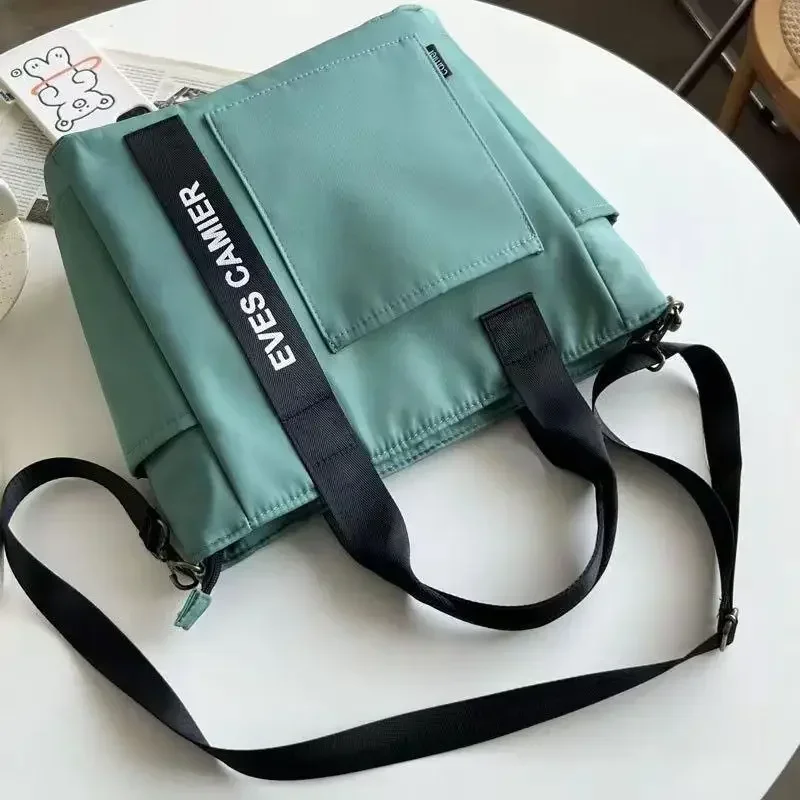 New Casual Tote Large Capacity Shoulder Bag Nylon Waterproof Canvas Handbag Simple Fashion Messenger Bags for Schoolgirl image 4