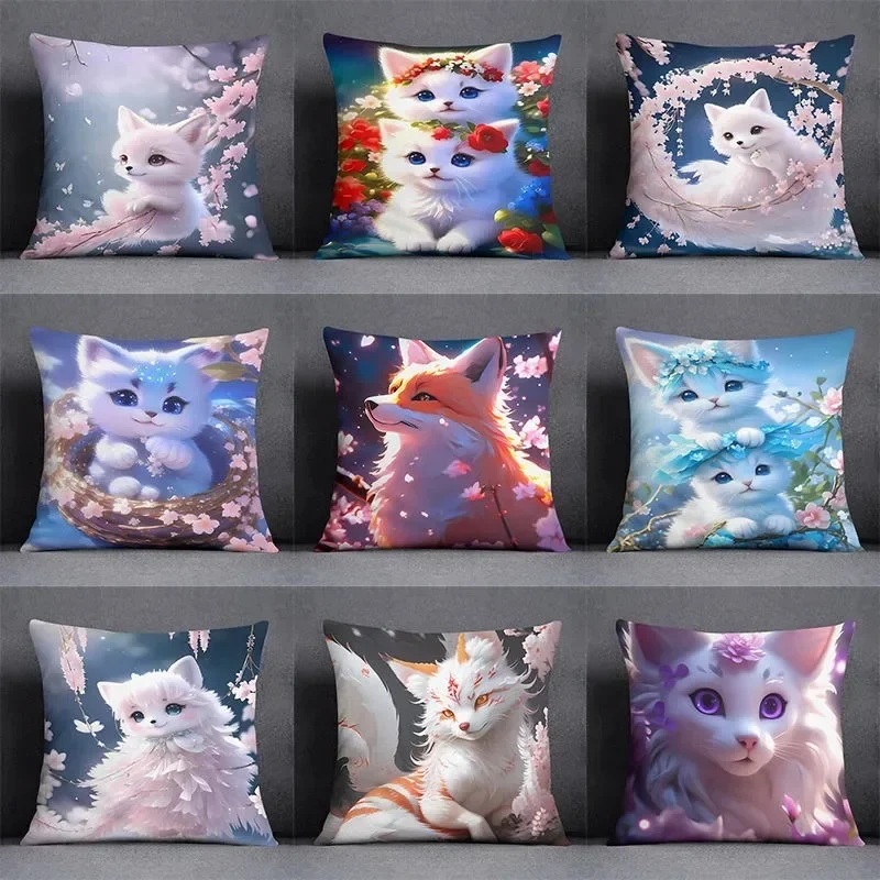 

High-value Fox Cat Pillowcase Car Ornaments Office Living Room Sofa Home Pillowcase