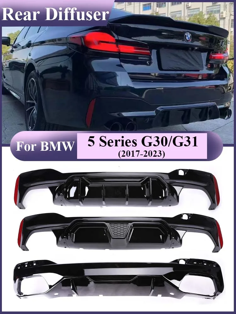 

M5 MP Carbon Fiber Rear Bumper Diffuser for BMW 5 Series G30 G31 2018-2023 Glossy Black M Sport Competition CS Style Diffusor