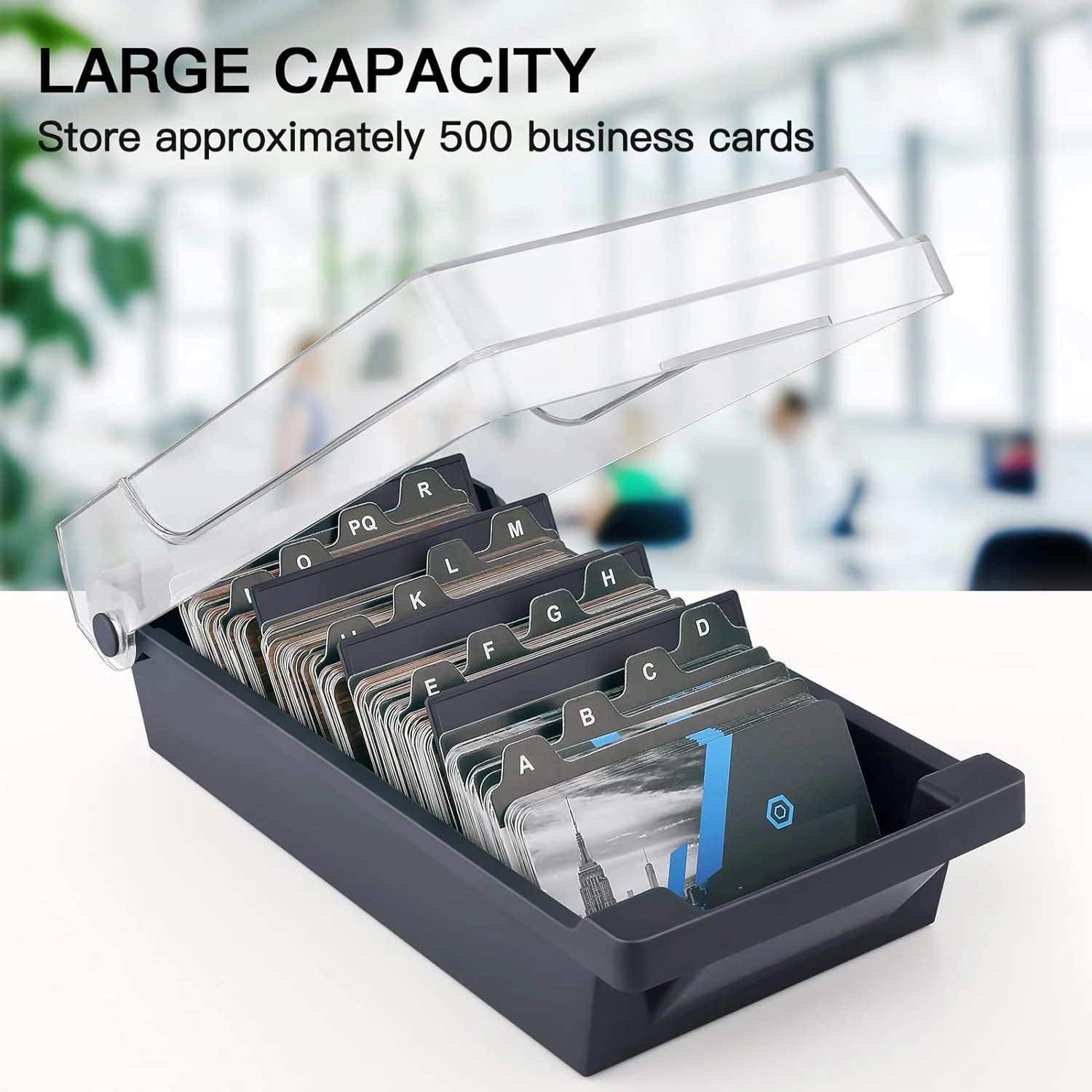 Business Card Holder for Desk Organizer Case Box Storage Clear Holds 500 Cards 2.2