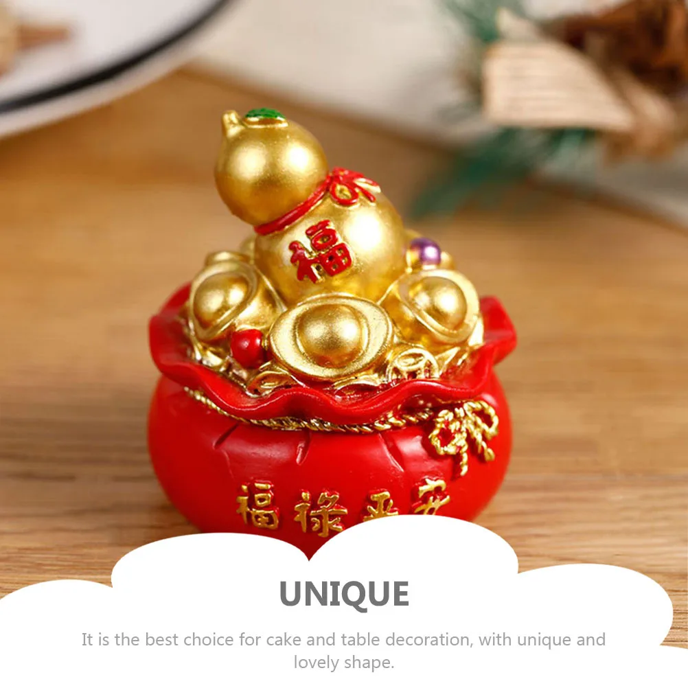 

2Pcs Lucky Money Bag Resin Figurines Craft Cake Decor New Year Home Office Desktop Ornament Money Bag Figurine