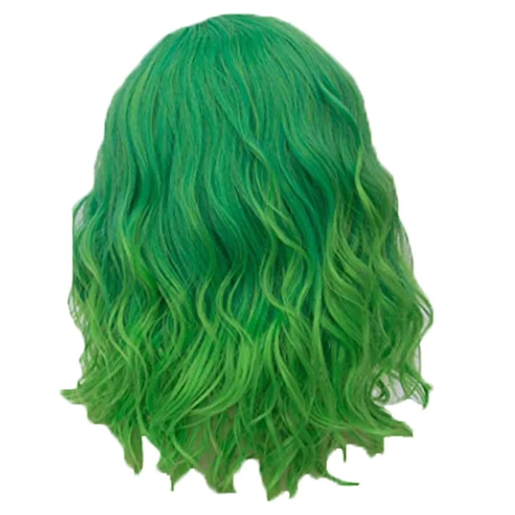 Woman Green Wigs Short Curly Heat Resistant Synthetic Pink Blue Red Hair For Black White Women Cosplay Lolita Bob Wigs