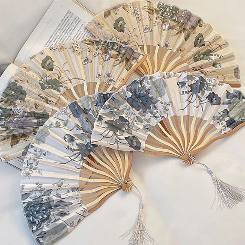 Small Folding Hand Fans For Women Chinese Style Ink Painting Vintage Fans For Dance Music Festival Wedding Party Decorations Gif