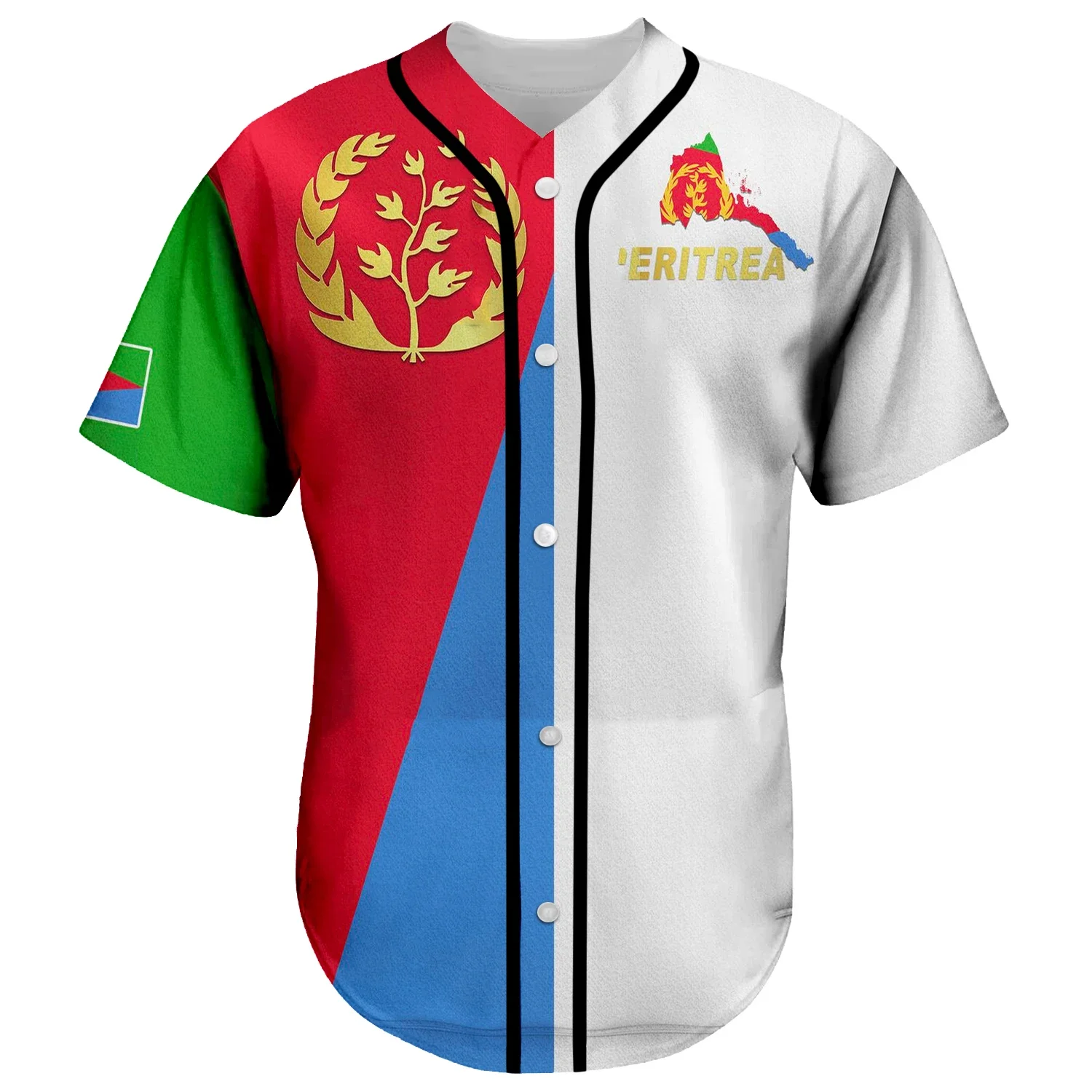 Black History Africa Country Eritrea Flag Tribe Retro Tattoo 3DPrint Summer Harajuku Baseball Jersey Shirts Short Sleeves X3