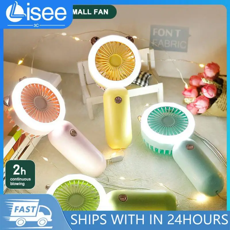 Portable Fan Usb Rechargeable Mini Fan Traveling And Shopping Hand Fan Strong Wind Pocket Air Cooler with LED Night Light