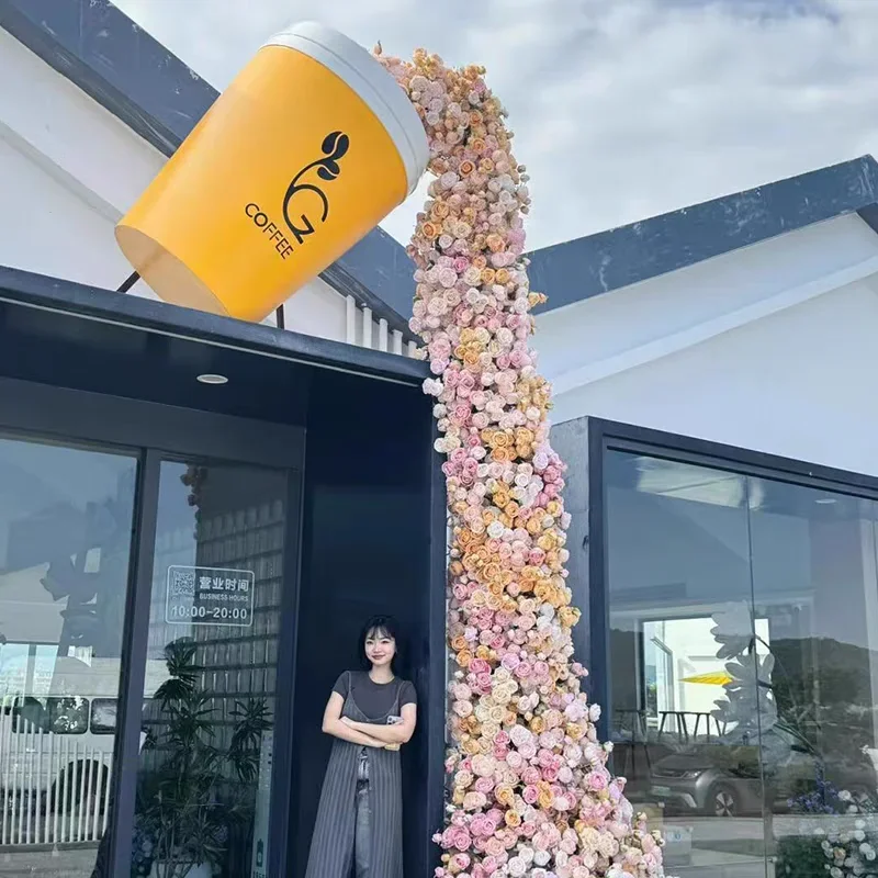 Milk tea cup model sculpture coffee shop entrance decoration attractive giant wall hanging large ornament