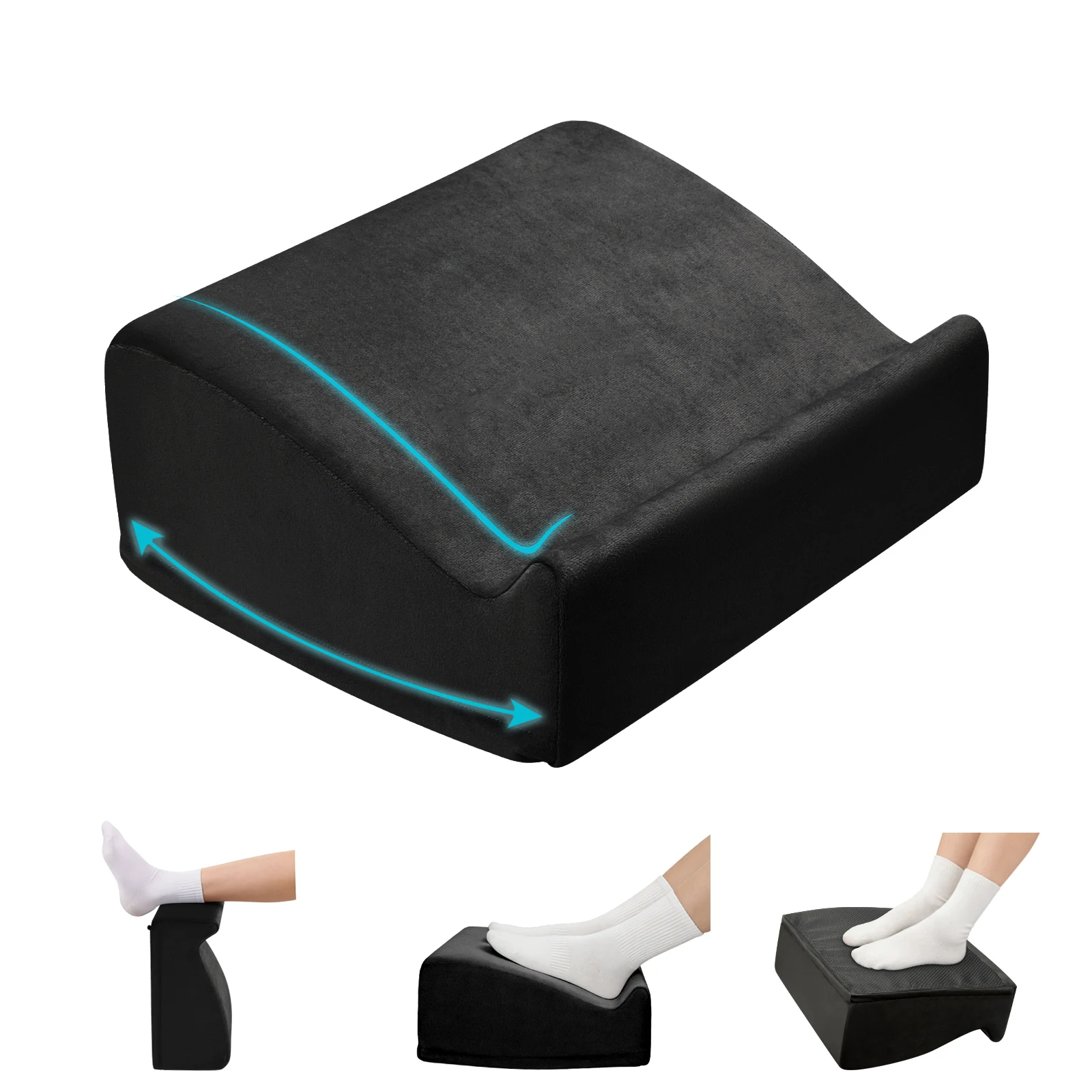 Adjustable Height Foot Rest Pillow with Washable Cover Non-Slip Ergonomic Footrest for Office Desk Couch