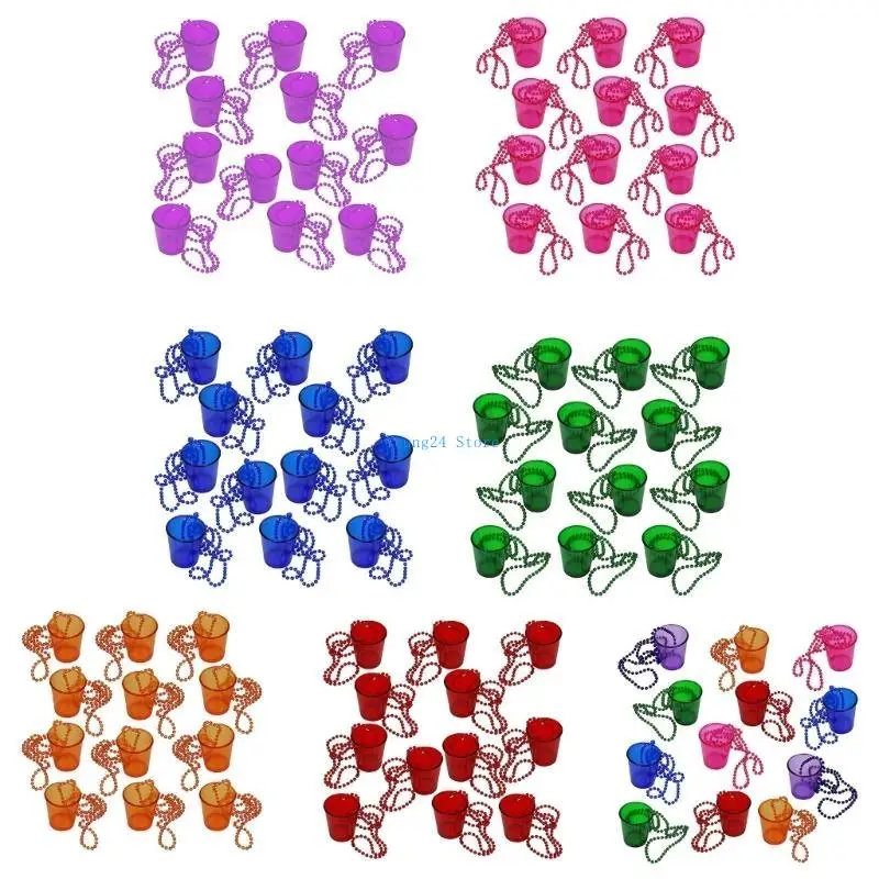 

P8DB 12Pieces Shot Beaded Necklace Assorted Color Shot Necklace Cups