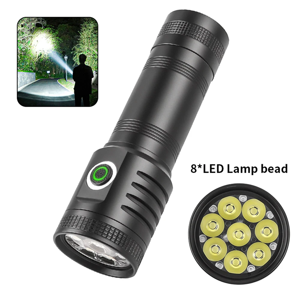 Portable Multi-color Lantern Powerful LED Flashlight 8 XPG Strong Light Small Torch TYPE-C USB Rechargeable Outdoor Camping Lamp