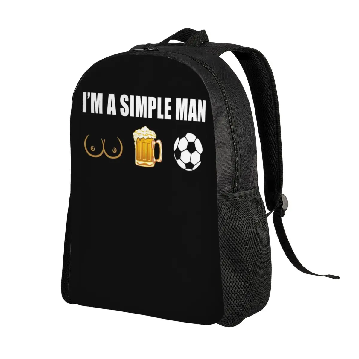 Custom Soccer I Am A Simple Man Backpacks for Women Men School College Student Bookbag Fits 15 Inch Laptop Sports Football Bags