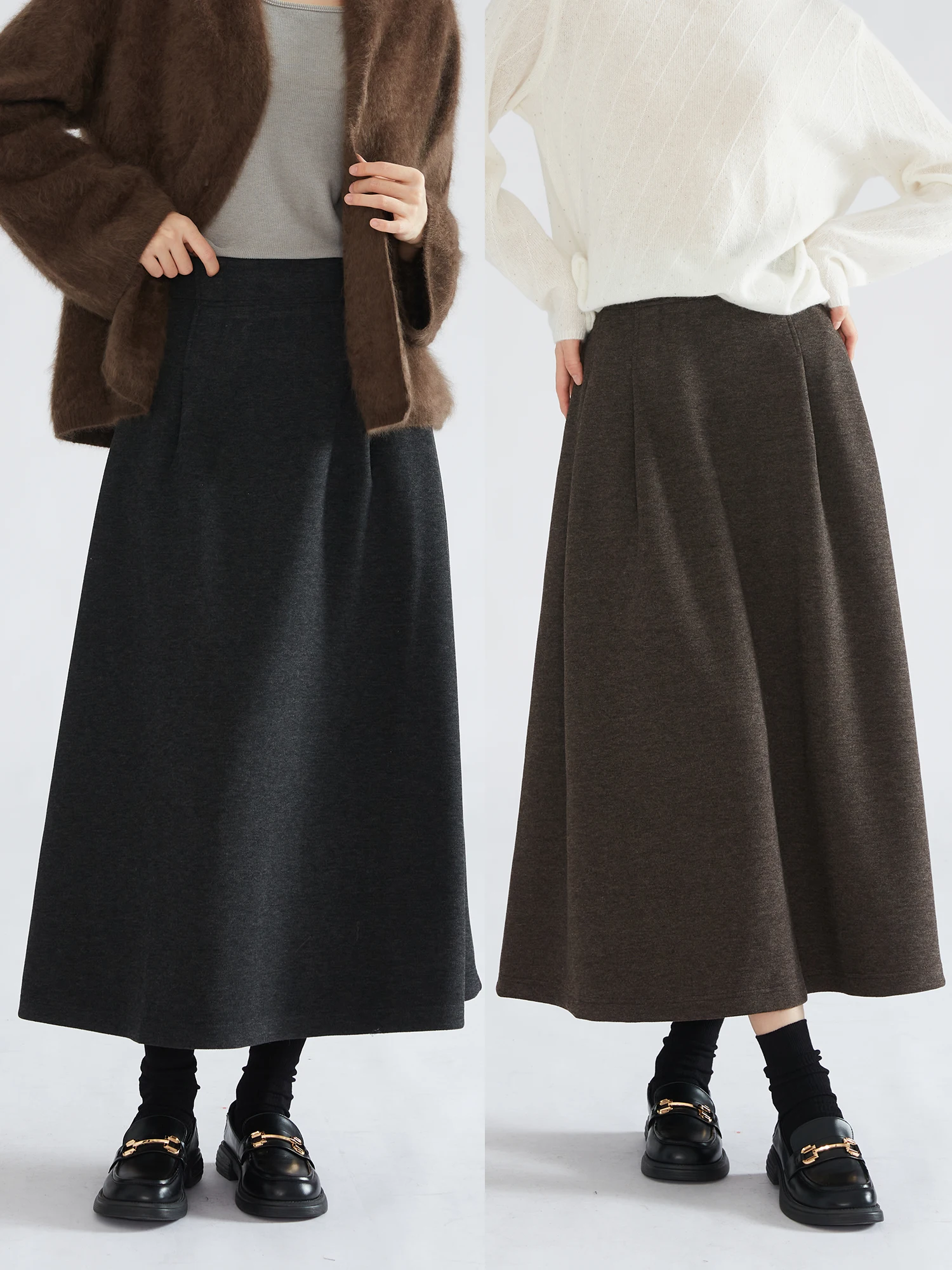 

Теплая длинная ацетатная шерстяная юбка, женская удобная юбка-миди трапециевидной формы, утягивающая юбка-зонтик с большим подолом, повседневная юбка с высокой талией